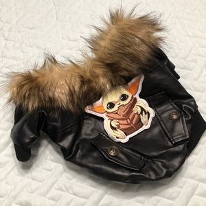 Yoda Mandalorian fur leather dog cat pet jacket coat warm bomber movie starwars